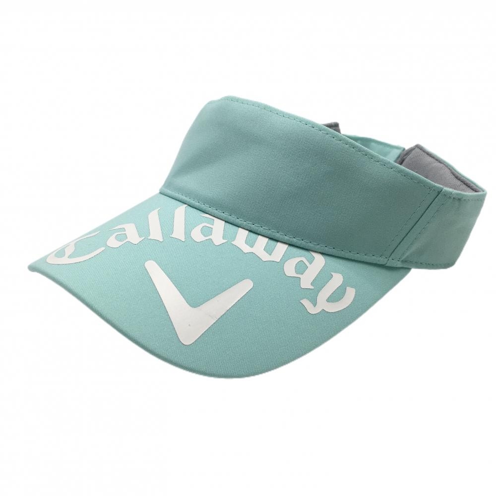 【美品】キャロウェイ サンバイザー ミントグリーン×白 ロゴプリント  FR  ゴルフウェア Callaway