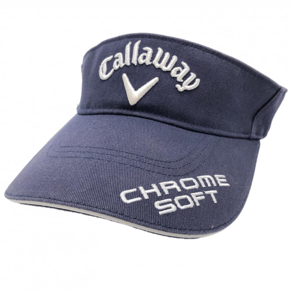 キャロウェイ サンバイザー ネイビー×白 立体ロゴ FR  ゴルフウェア Callaway
