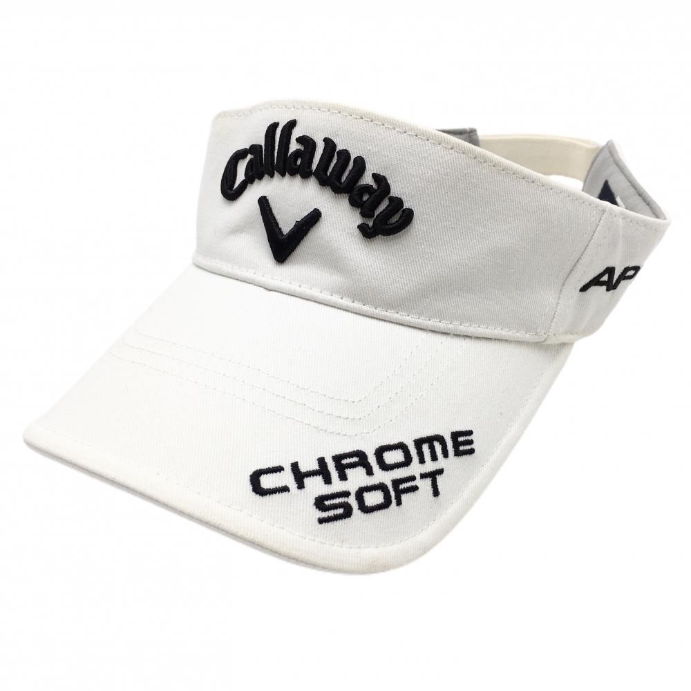 キャロウェイ サンバイザー 白×黒 ロゴ刺しゅう FR  ゴルフウェア Callaway