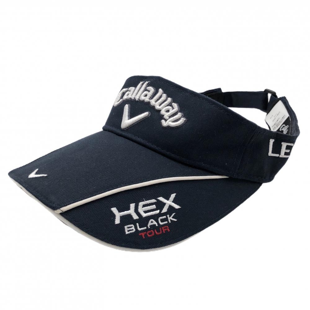 【美品】キャロウェイ サンバイザー ネイビー×白 LEGACY 立体ロゴ フリー(57cm～59cm)  ゴルフウェア Callaway