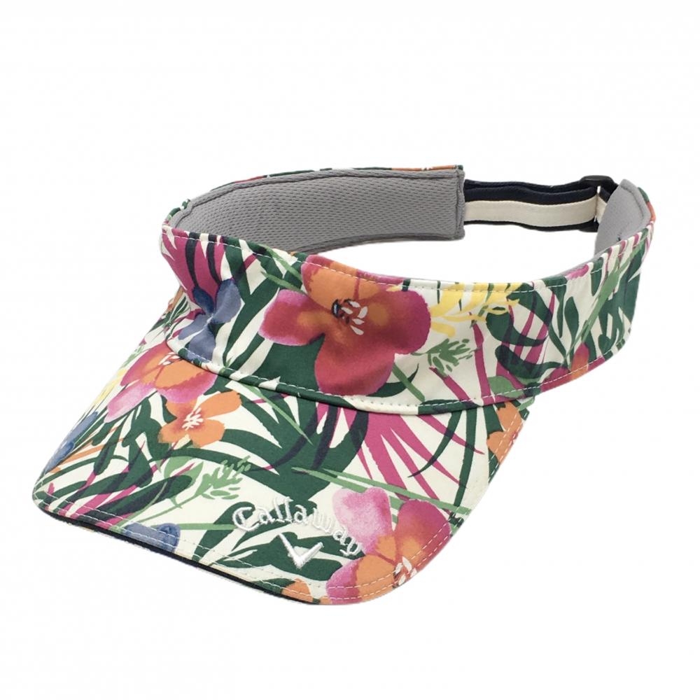 キャロウェイ サンバイザー 白×マルチカラー 花柄  FR  ゴルフウェア Callaway