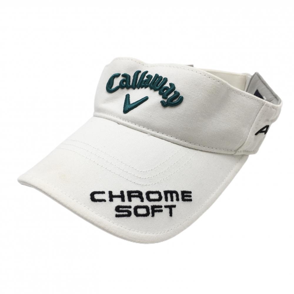 【美品】キャロウェイ サンバイザー 白×グリーン 立体ロゴ FR   ゴルフウェア Callaway