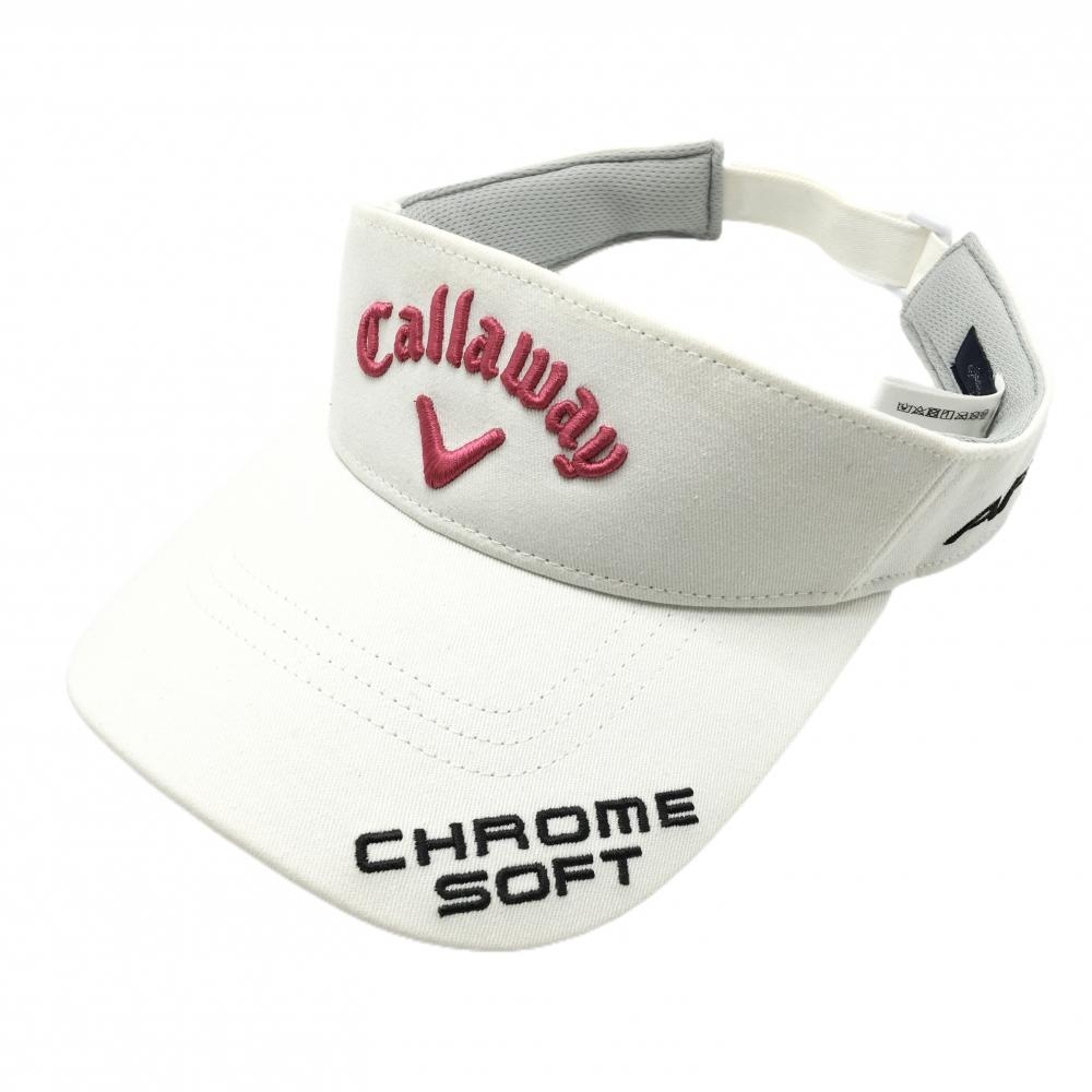 キャロウェイ サンバイザー 白×ピンク ロゴ刺しゅう  FR   ゴルフウェア Callaway