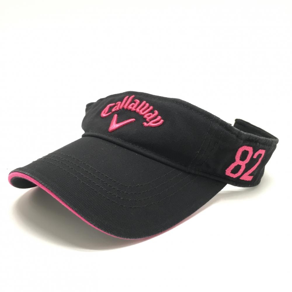 キャロウェイ サンバイザー 黒×ピンク 立体ロゴ   ゴルフウェア Callaway