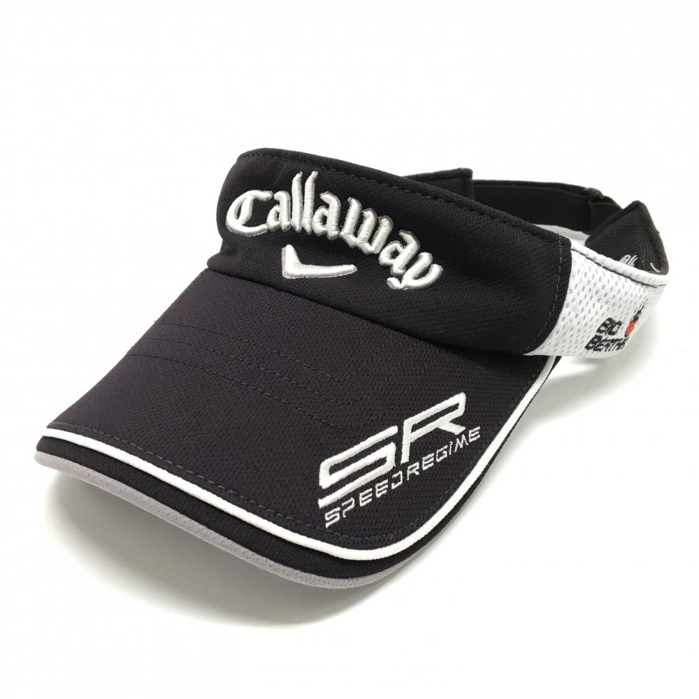 キャロウェイ サンバイザー 黒×白 ロゴ刺しゅう フリーサイズ(57-59cm)   ゴルフウェア Callaway