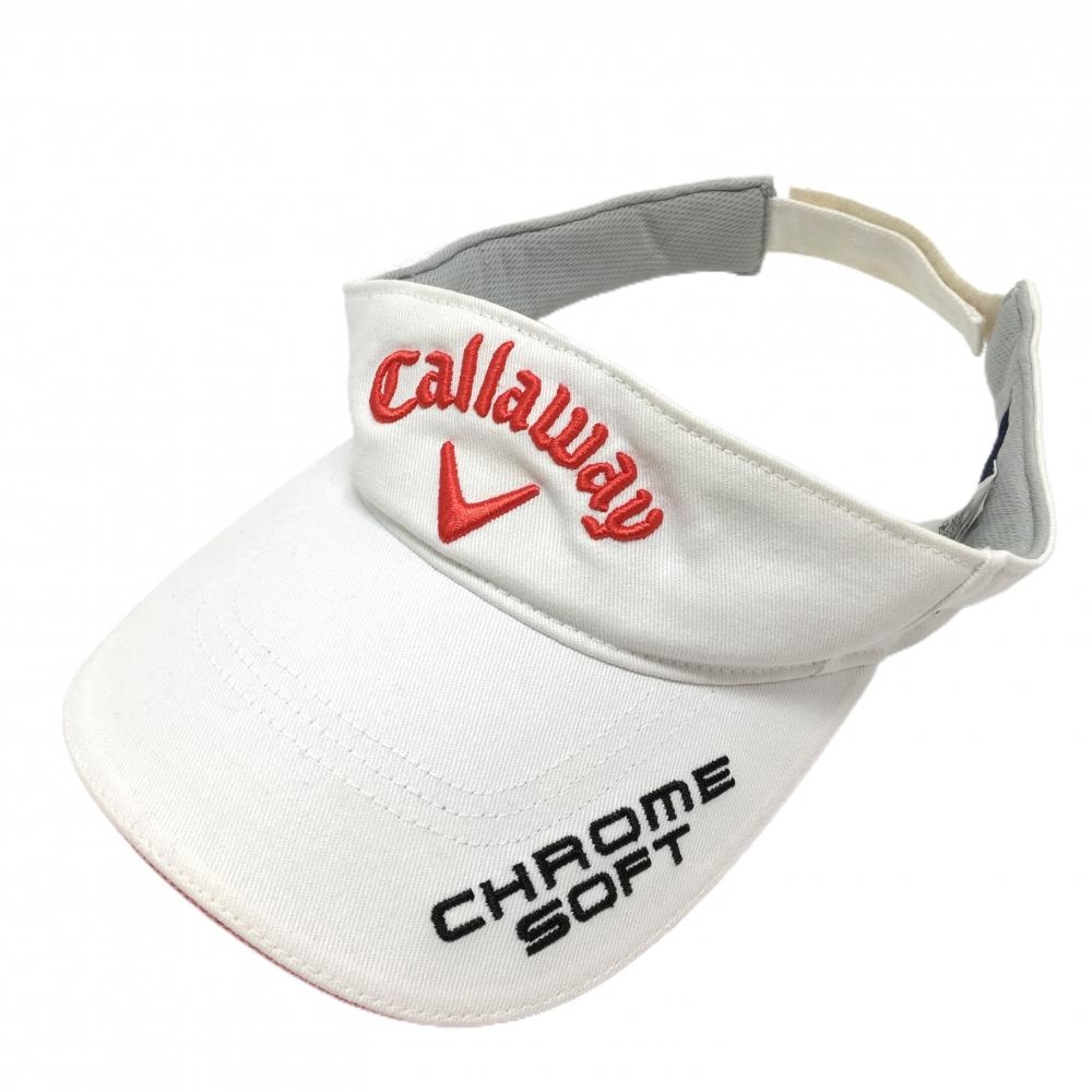 キャロウェイ サンバイザー 白×レッド 立体ロゴ刺しゅう FR   ゴルフウェア Callaway