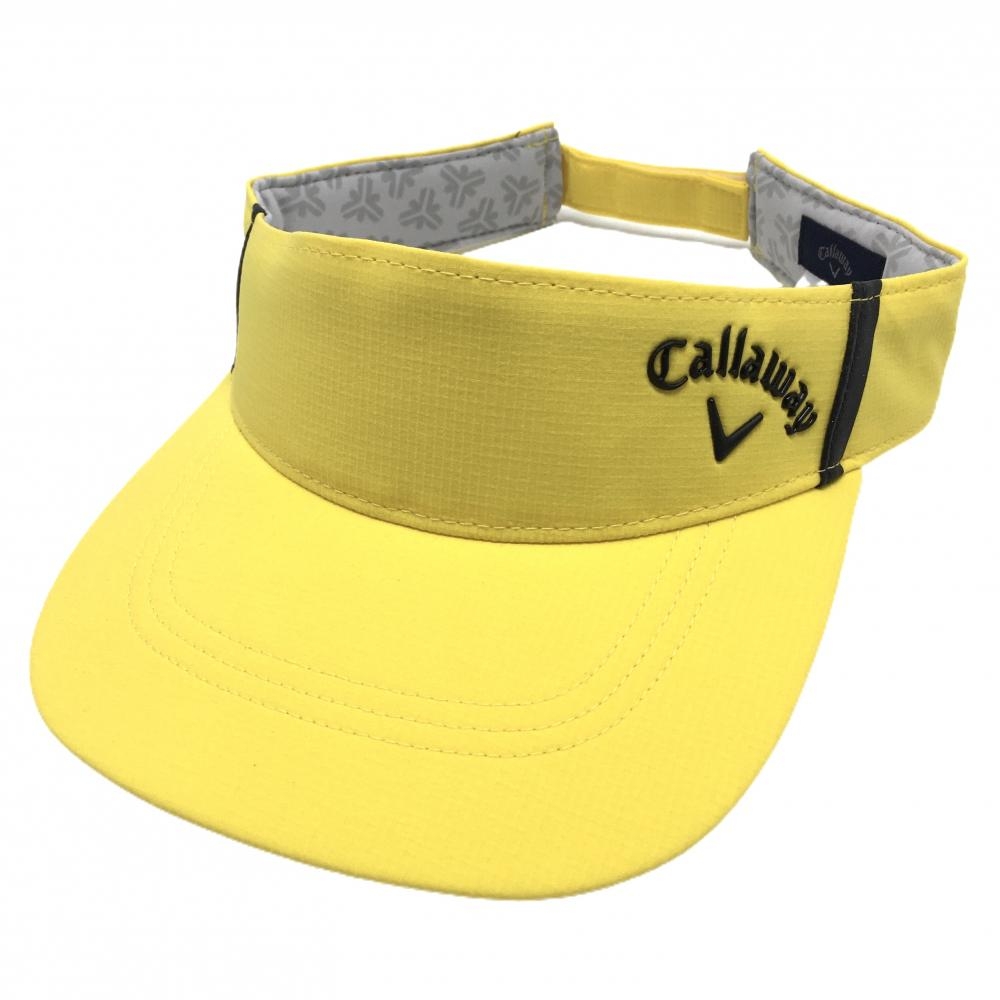 【新品】キャロウェイ サンバイザー イエロー×黒 内側一部総柄  FR   ゴルフウェア Callaway