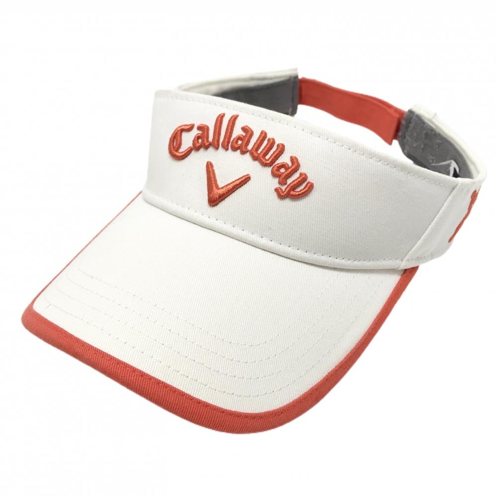 キャロウェイ サンバイザー 白×オレンジ 立体ロゴ刺しゅう   ゴルフウェア Callaway