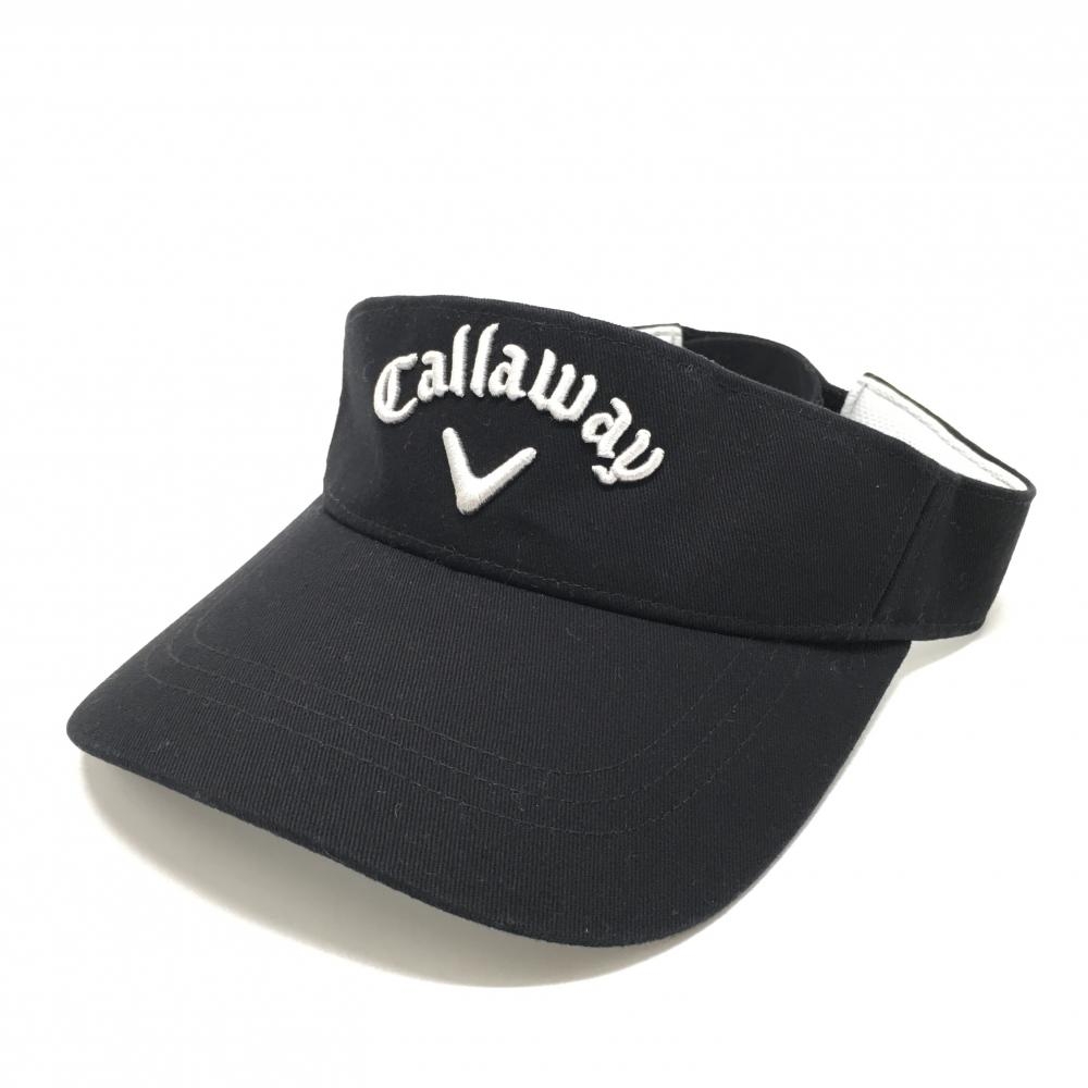 【超美品】キャロウェイ サンバイザー 黒×白 立体ロゴ刺しゅう  FR   ゴルフウェア Callaway