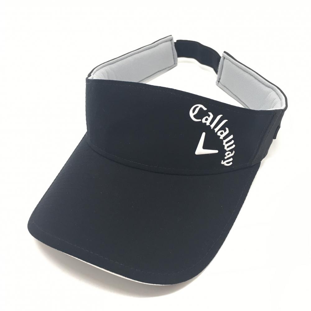 【美品】キャロウェイ サンバイザー ネイビー×白 立体ロゴ   ゴルフウェア Callaway
