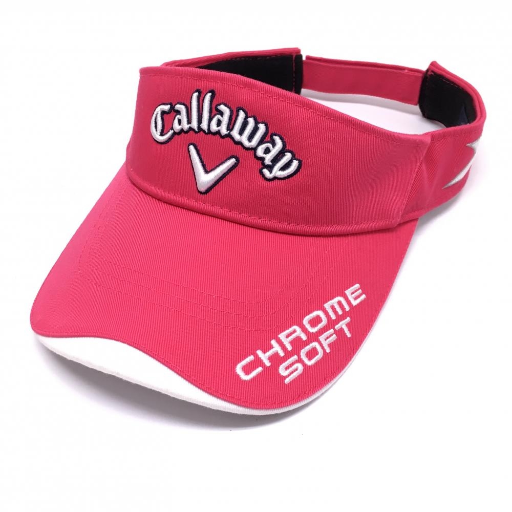 キャロウェイ サンバイザー ピンク×白 ロゴ刺しゅう FR   ゴルフウェア Callaway