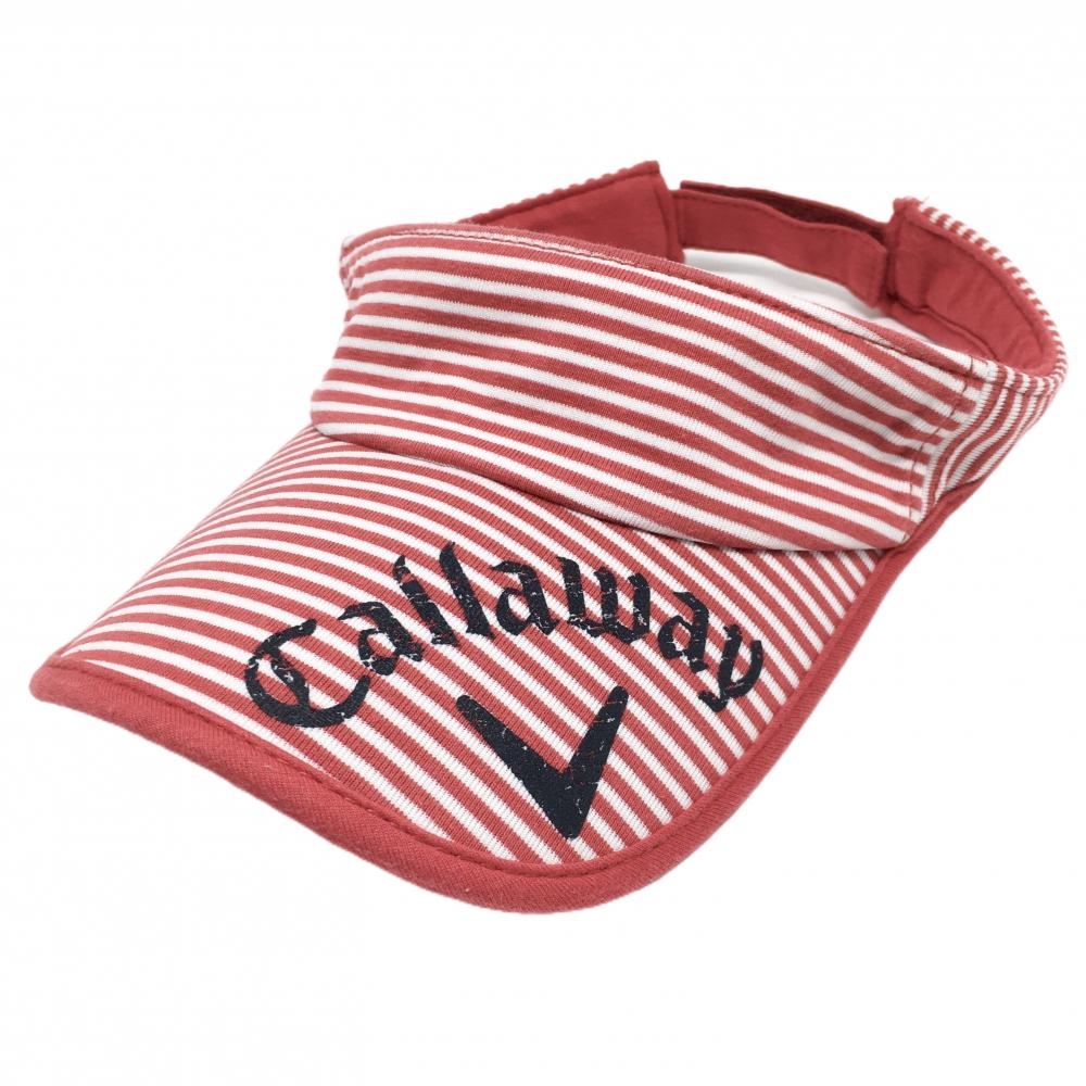 キャロウェイ サンバイザー レッド×白 ボーダー   ゴルフウェア Callaway