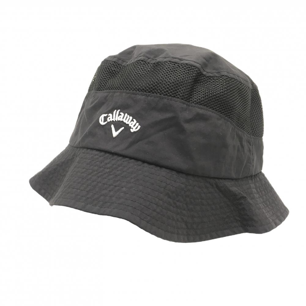 【超美品】キャロウェイ バケットハット 黒 ロゴ刺しゅう FR   ゴルフウェア Callaway