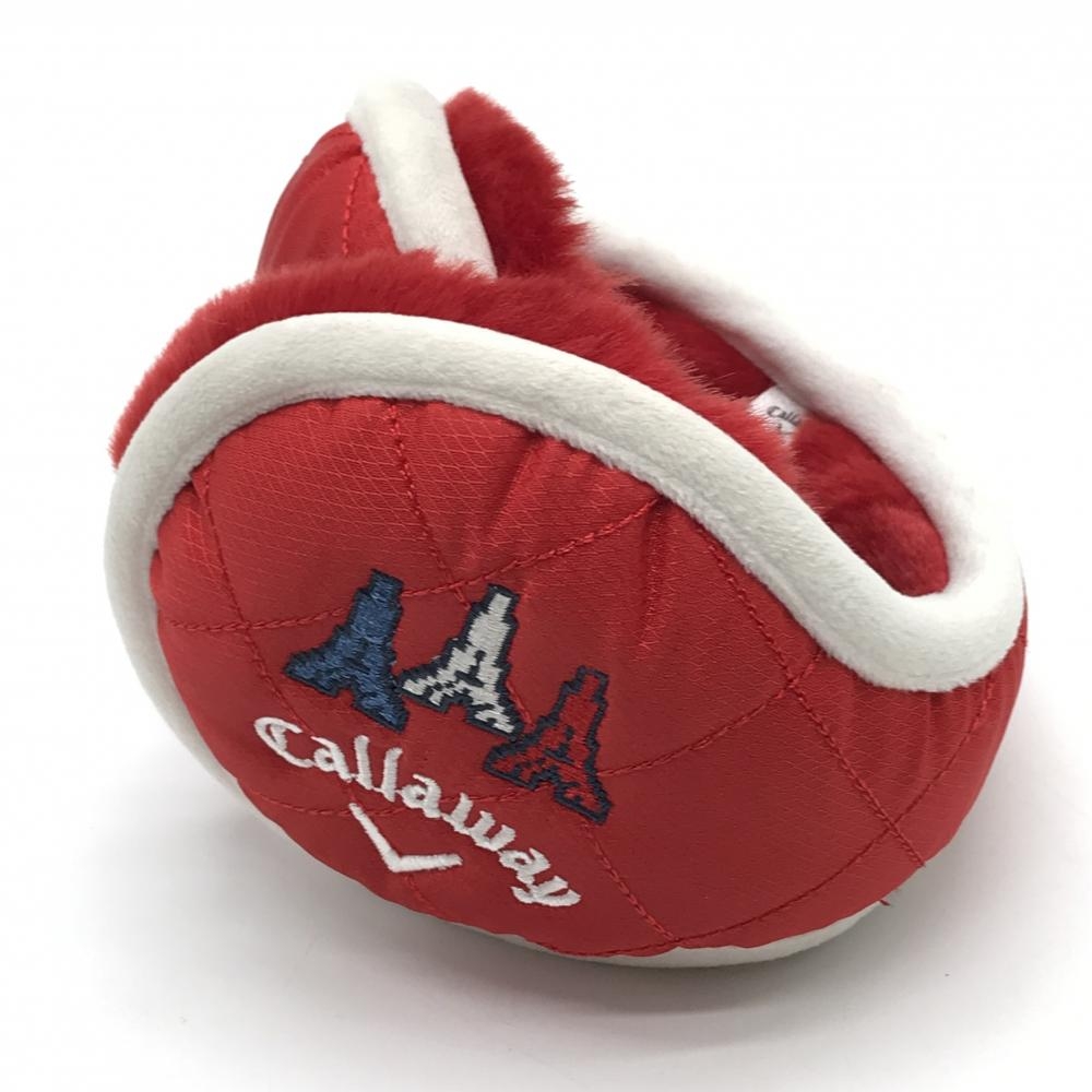 キャロウェイ イヤーマフ レッド×白 耳当て 内側ファー  ゴルフウェア Callaway