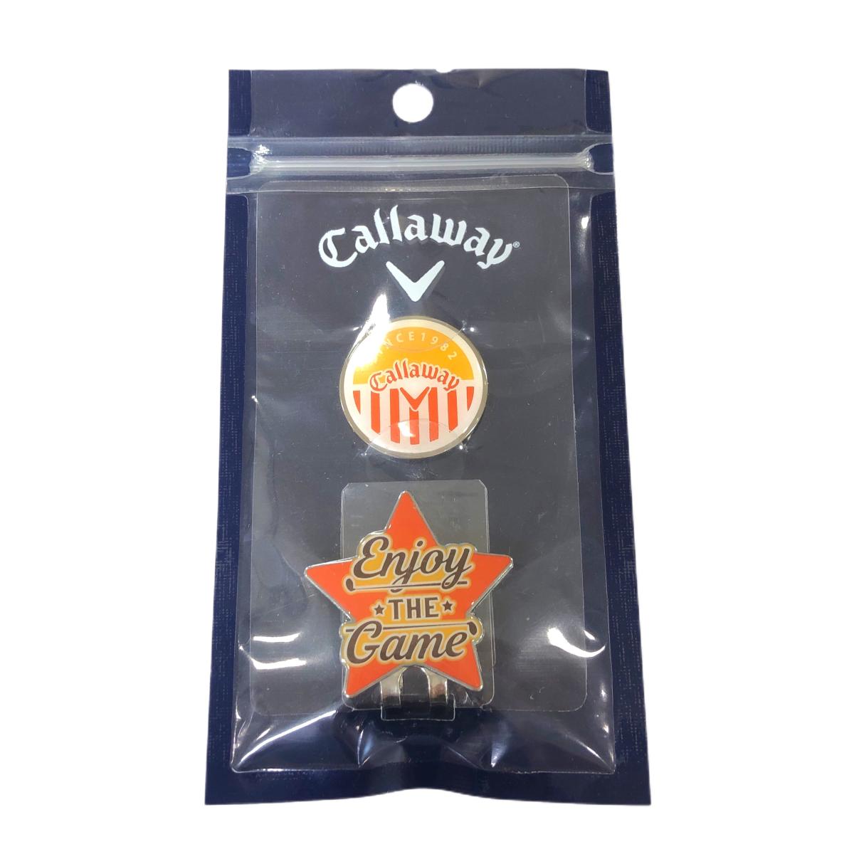 【新品】キャロウェイ マグネット式クリップマーカー オレンジ×白 星 ゴルフ Callaway