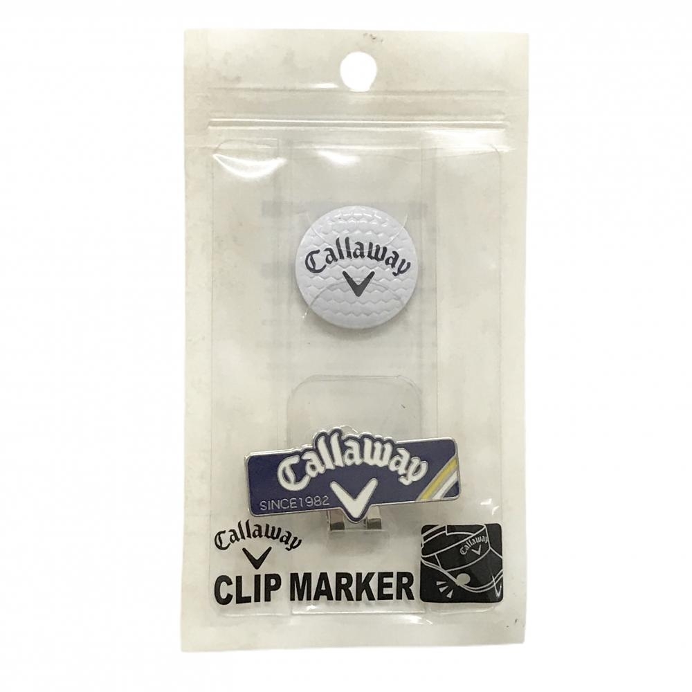 【新品】キャロウェイ クリップマーカー 白×ネイビー ロゴ  ゴルフ Callaway