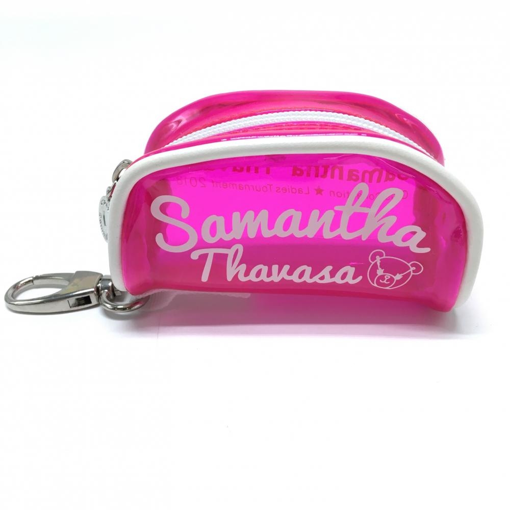 【未使用品】サマンサタバサ ボールケース ピンク×白 クリア ロゴ ゴルフ Samantha Thavasa