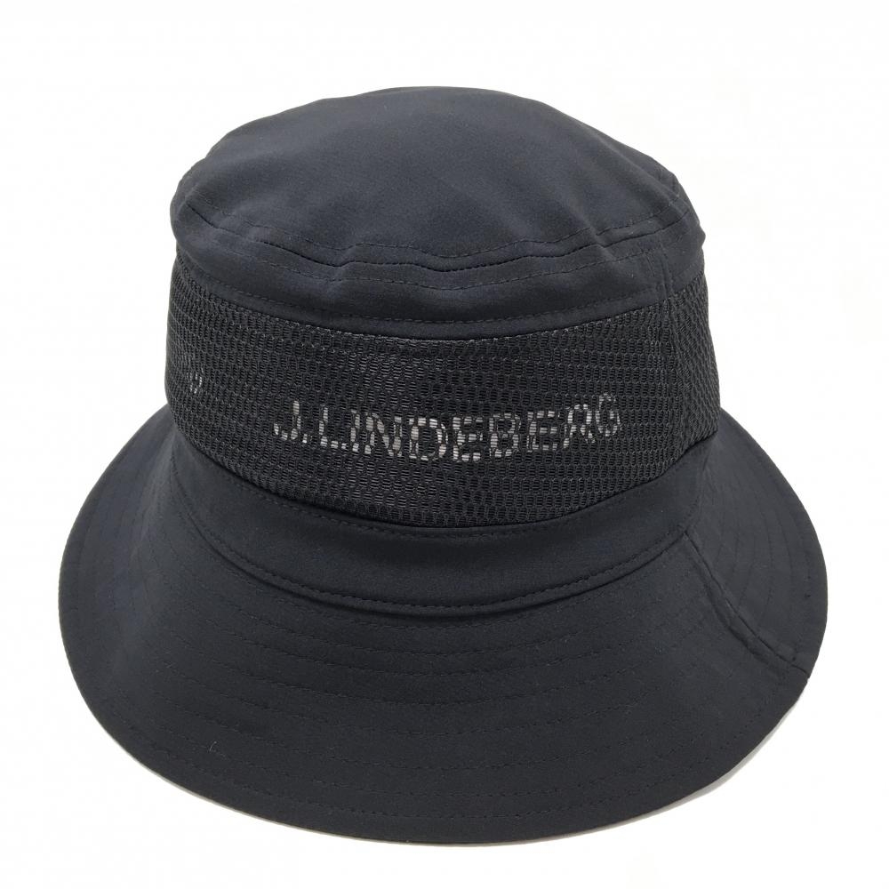 【超美品】ジェイリンドバーグ バケットハット 黒×白 表一部・裏地メッシュ  ONE SIZE   ゴルフウェア J．LINDEBERG