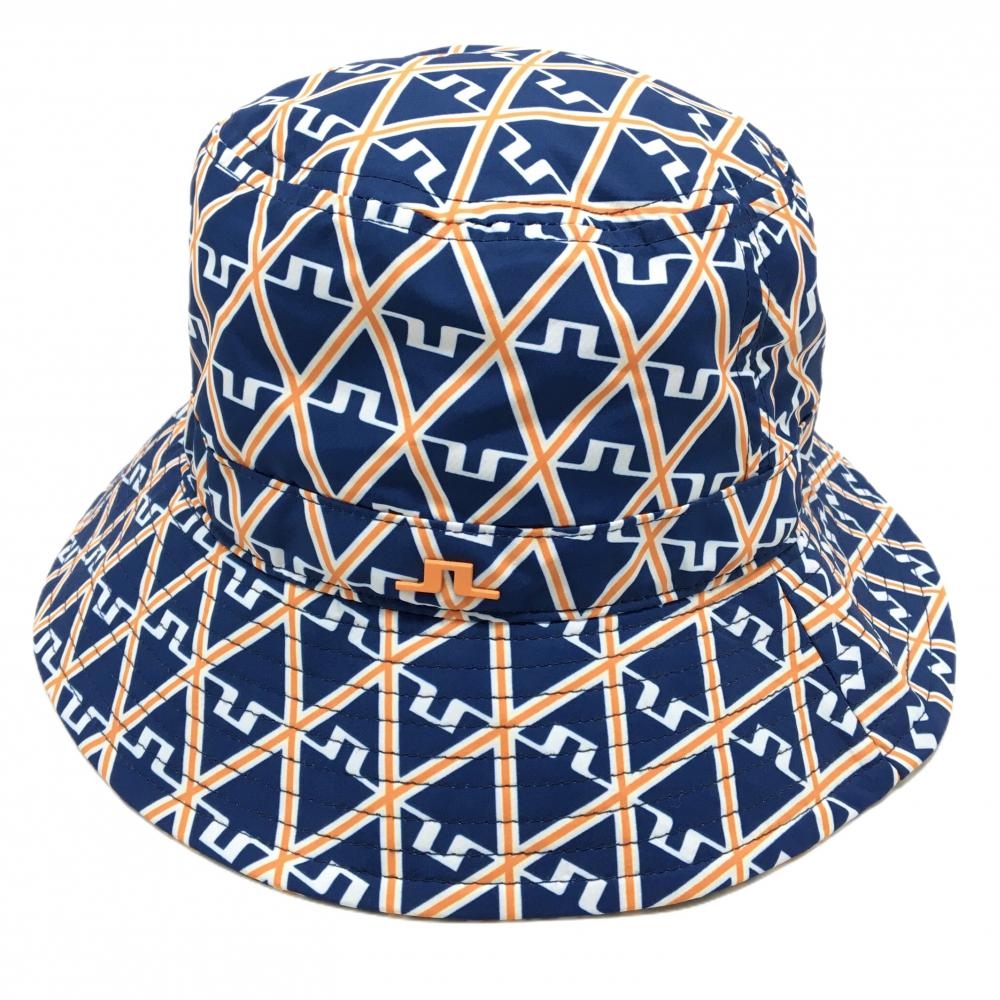 【超美品】ジェイリンドバーグ バケットハット ネイビー×白×オレンジ ONE SIZE   ゴルフウェア J．LINDEBERG