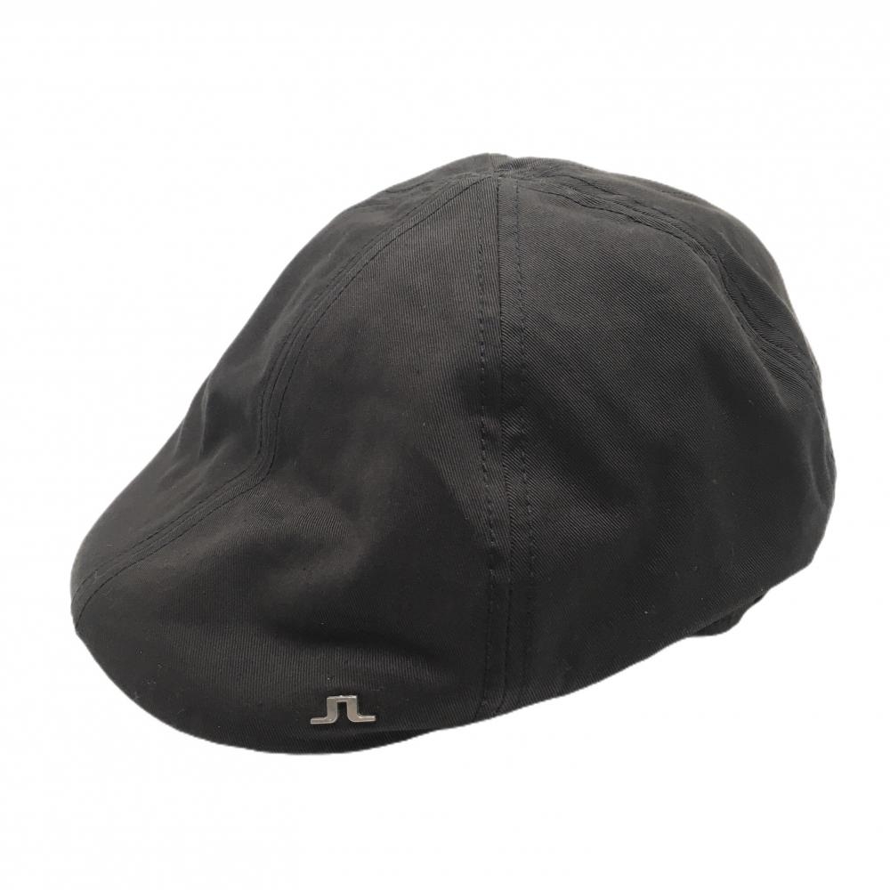 【美品】ジェイリンドバーグ ハンチング帽 黒 裏地ロゴ総柄 額総柄 48   ゴルフウェア J．LINDEBERG