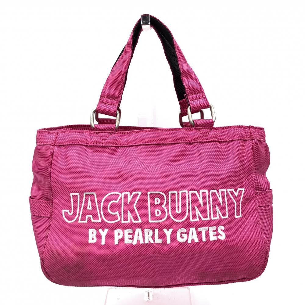 ジャックバニー カートバッグ ピンク×白 内サイドポケット ロゴ刺しゅうゴルフ Jack Bunny 画像