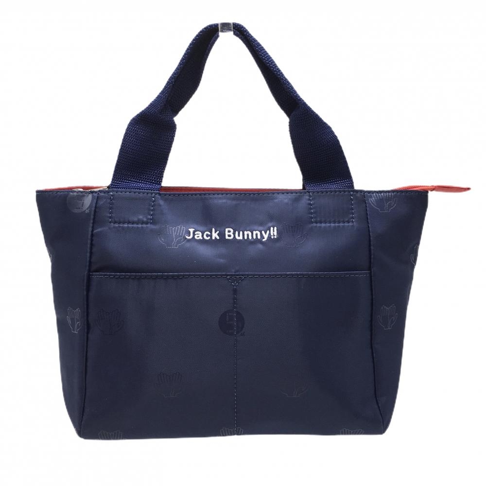 【未使用品】ジャックバニー カートバッグ ネイビー×レッド 地模様 内外ポケット ゴルフ Jack Bunny