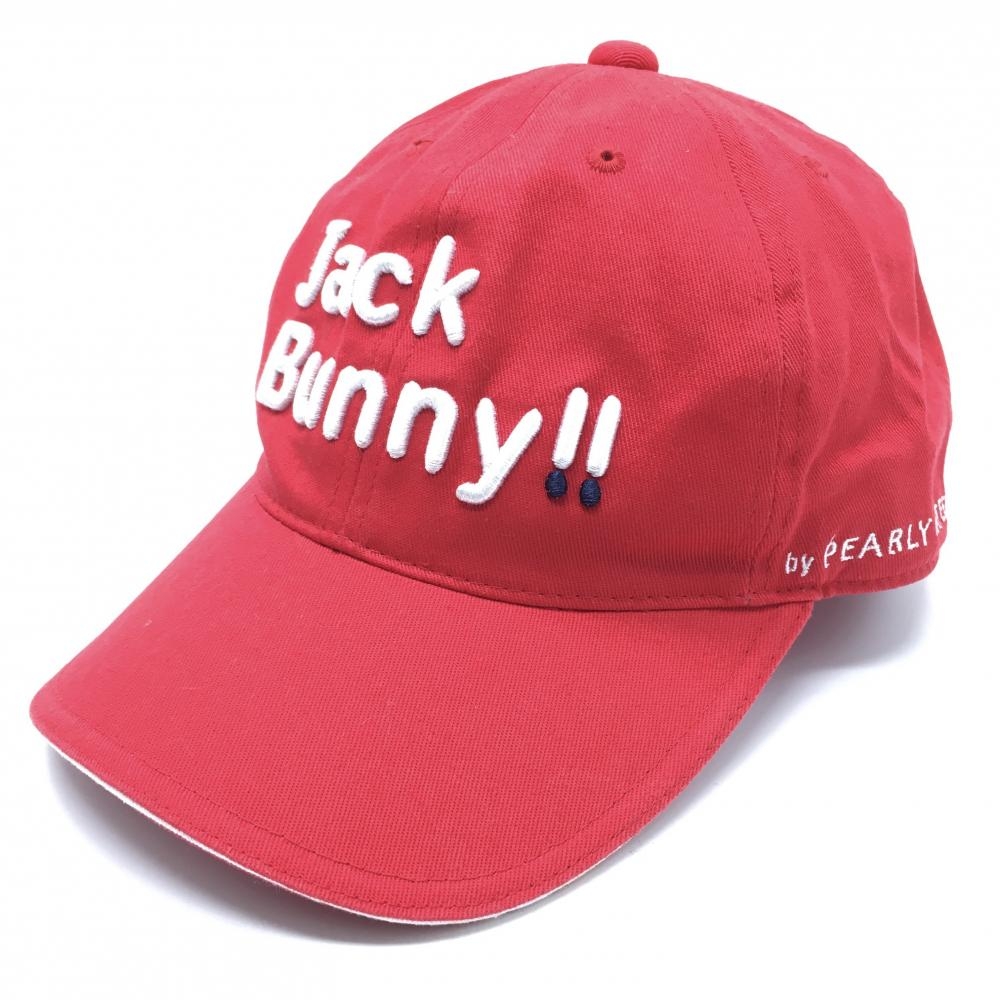 【美品】ジャックバニー キャップ レッド×白 立体ロゴ F  ゴルフウェア Jack Bunny