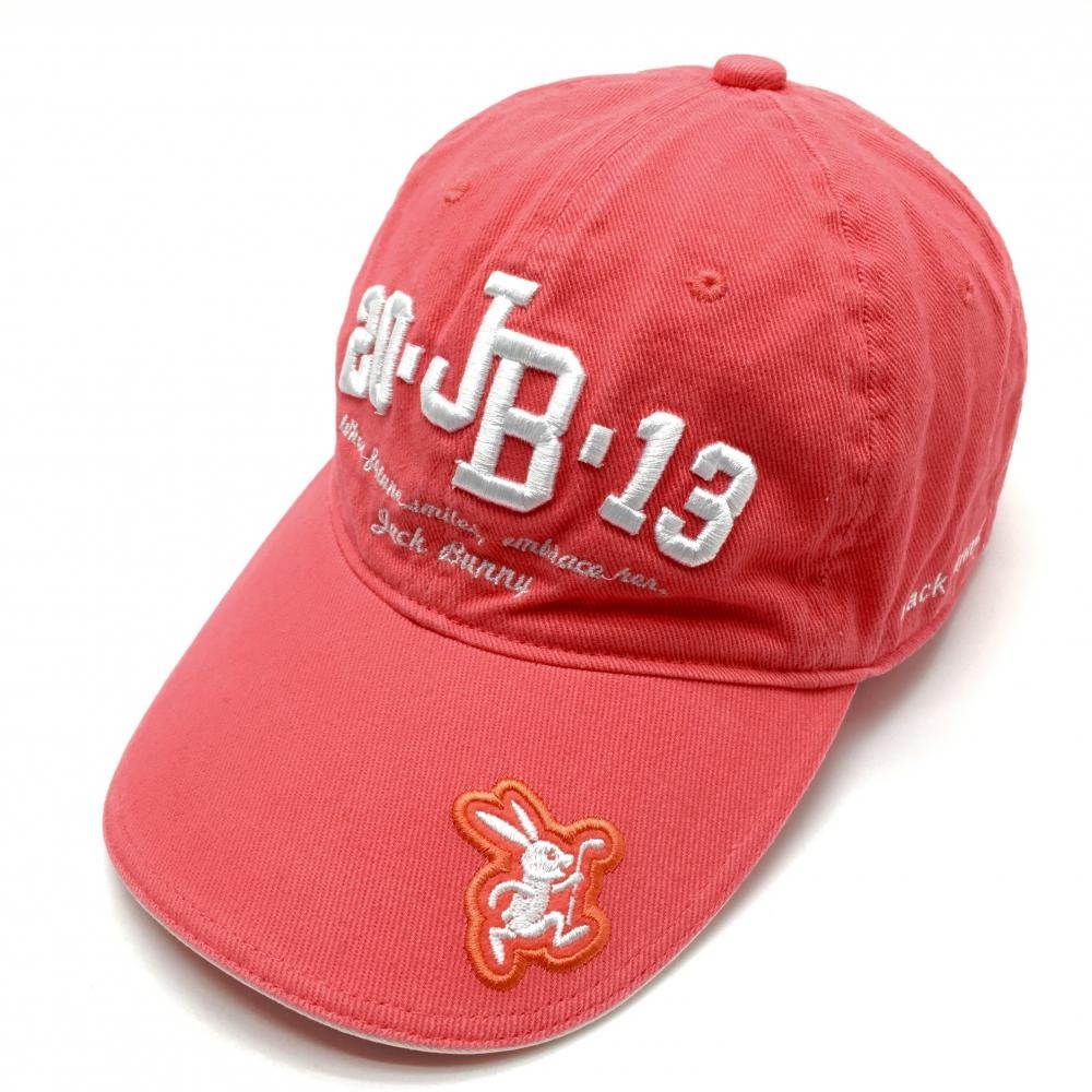ジャックバニー キャップ レッドピンク系×白 立体ロゴ刺しゅう FR   ゴルフウェア Jack Bunny