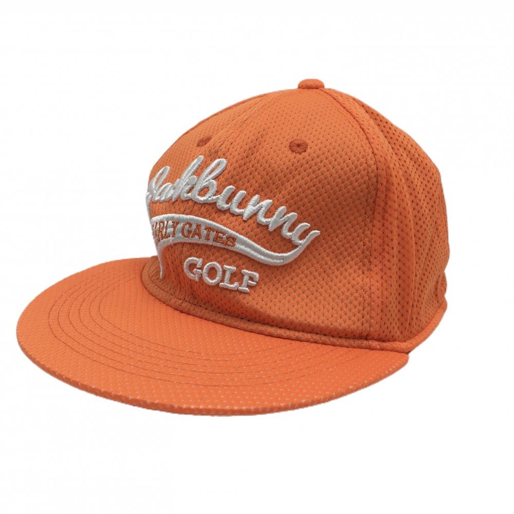 ジャックバニー フラットキャップ オレンジ×白 立体ロゴ刺しゅう メッシュ調 FR   ゴルフウェア Jack Bunny