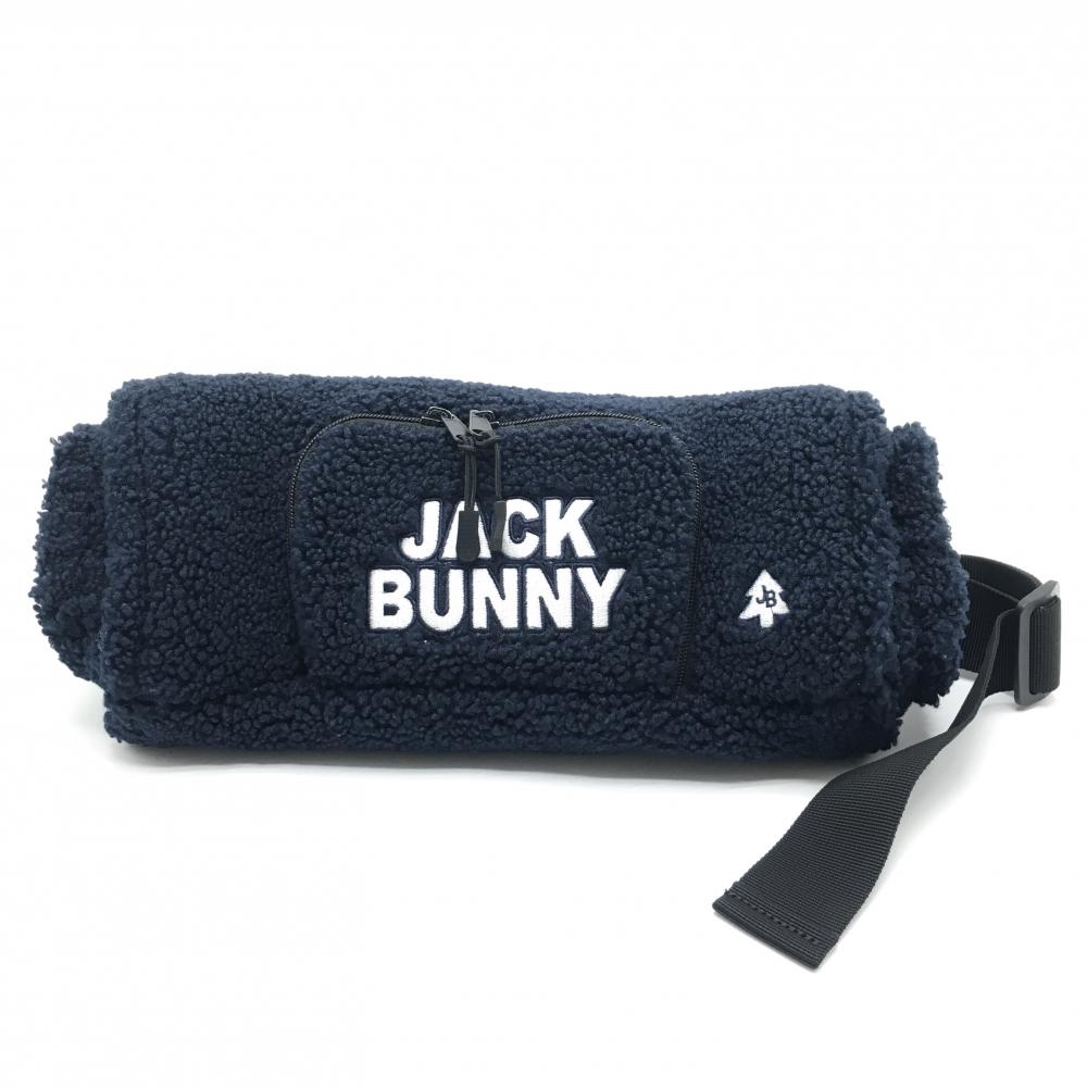 【美品】ジャックバニー ハンドウォーマー ネイビー×白 ボア    ゴルフウェア Jack Bunny