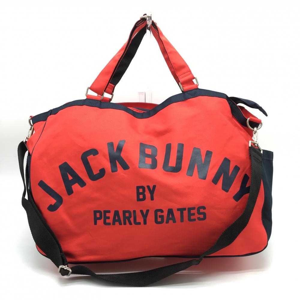 【美品】ジャックバニー 2WAYボストンバッグ レッド×ネイビー ロッカーバッグ ショルダーストラップゴルフ Jack Bunny