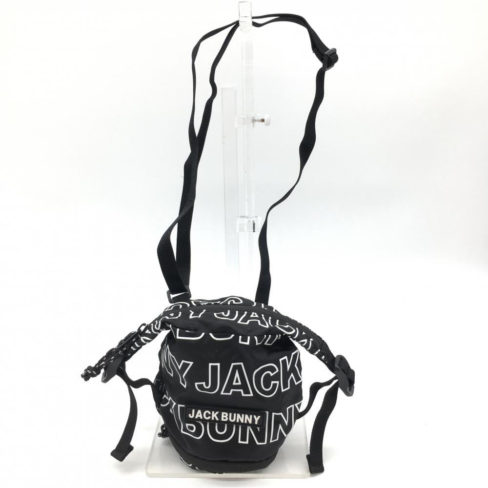 【超美品】ジャックバニー 二層式ボールケース 黒×白 ロゴ総柄 ポーチ 外メッシュポケット付ゴルフ Jack Bunny 画像