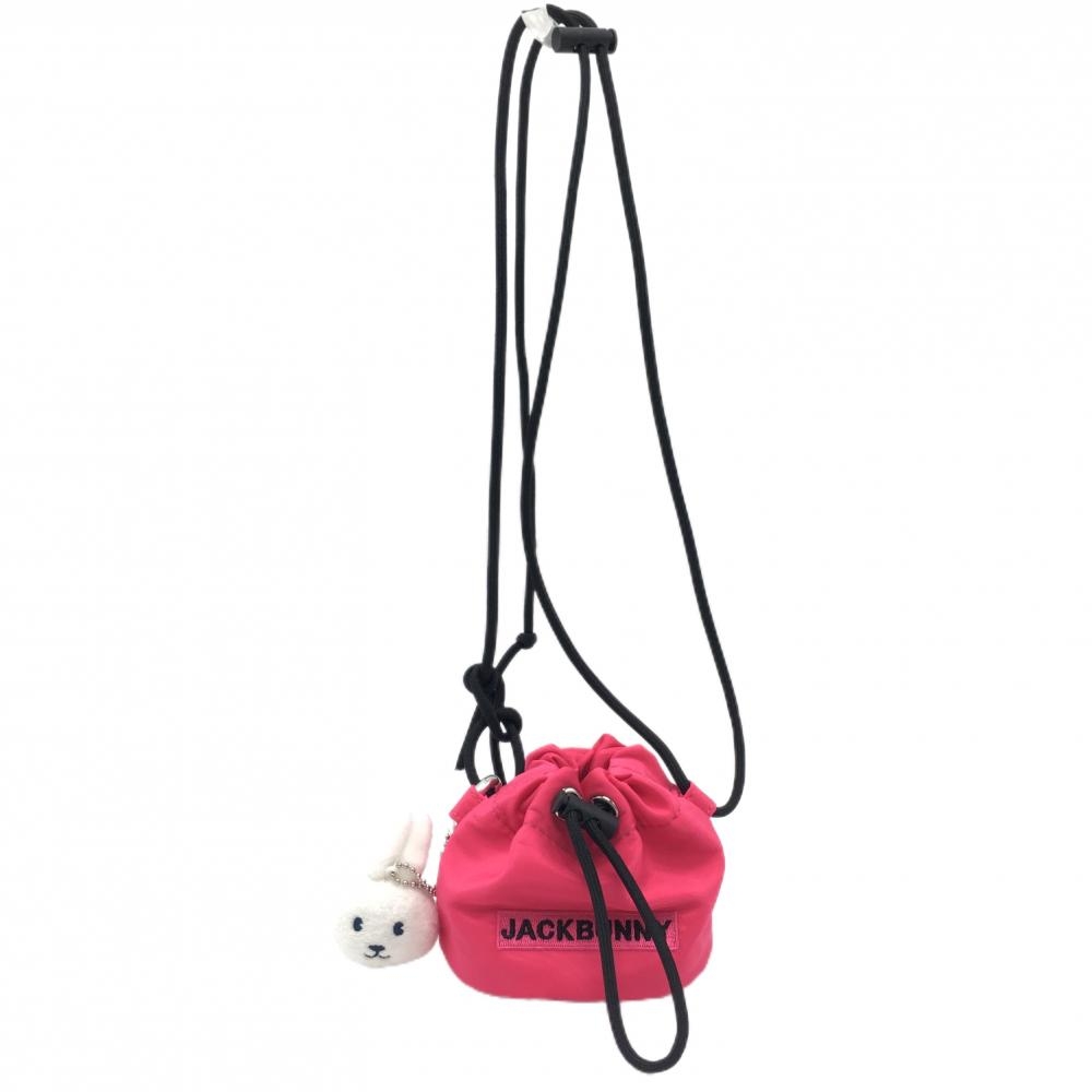 【超美品】ジャックバニー ショルダー付ボールケース ピンク×黒 ショルダー着脱可 チャーム付ゴルフ Jack Bunny
