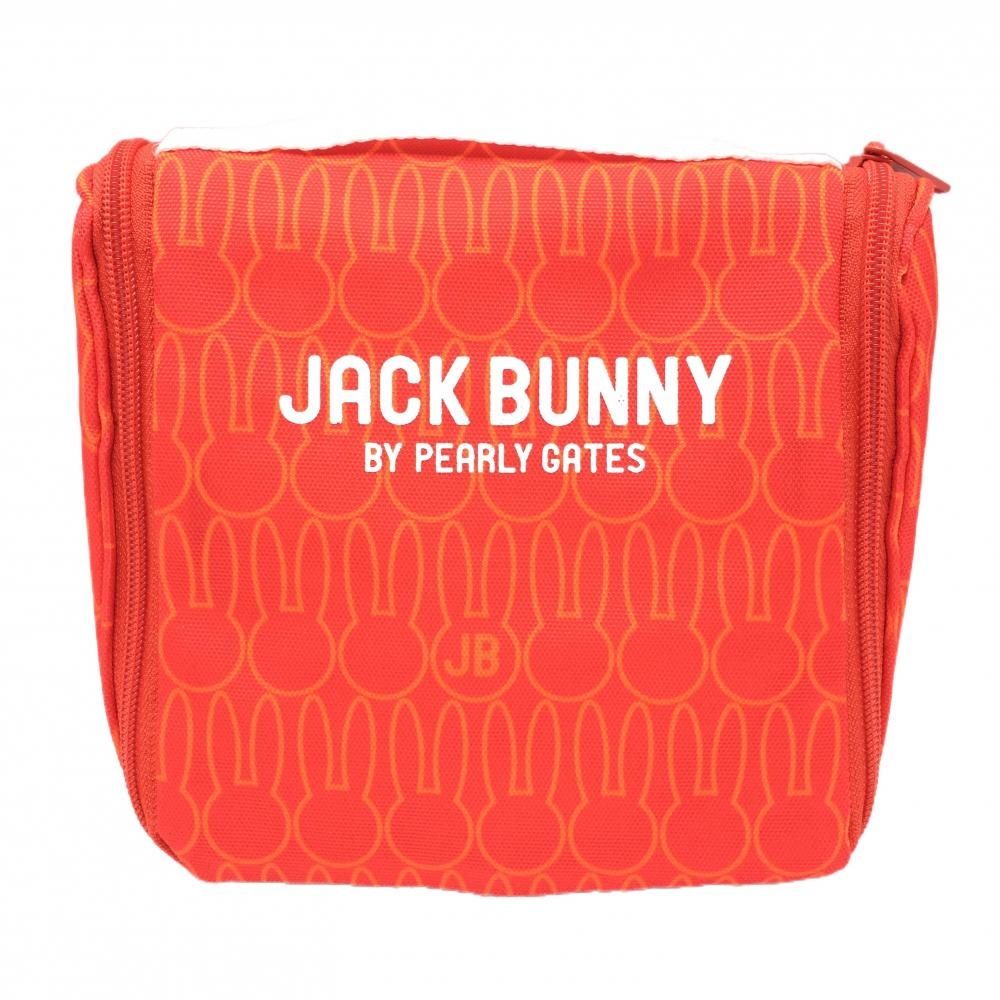 【超美品】ジャックバニー ポーチ オレンジ×白 総柄 ロゴ ゴルフ Jack Bunny