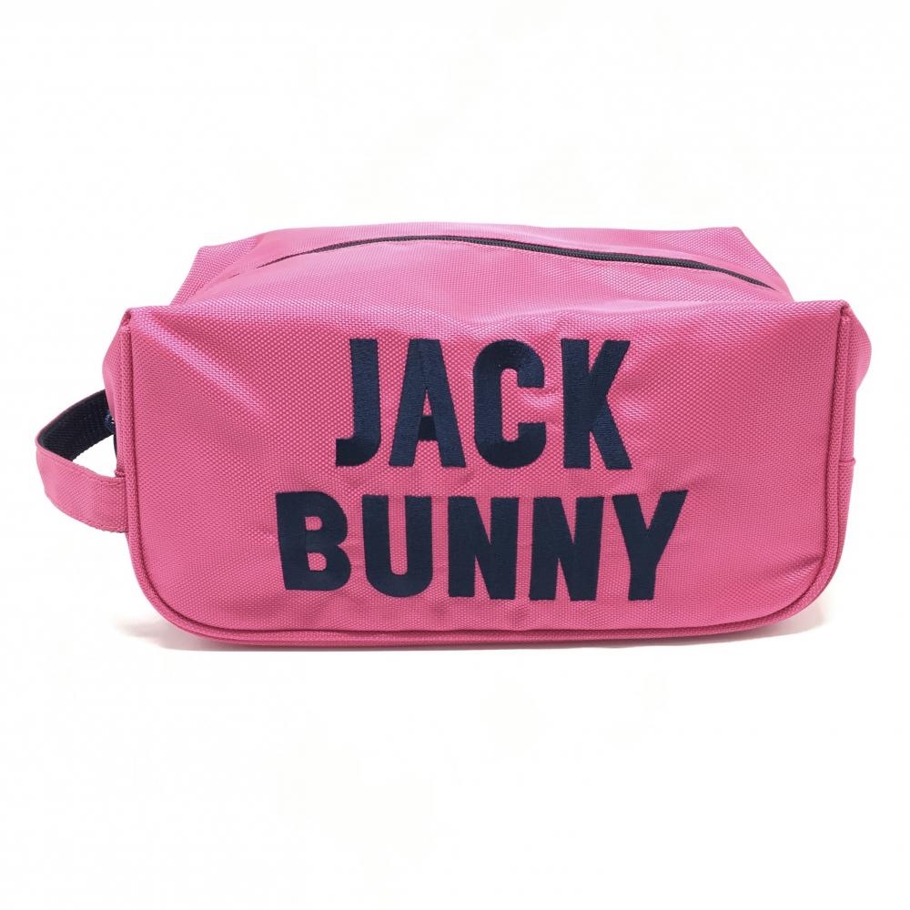 【美品】ジャックバニー シューズケース ピンク×ネイビー ビッグロゴ ゴルフ Jack Bunny