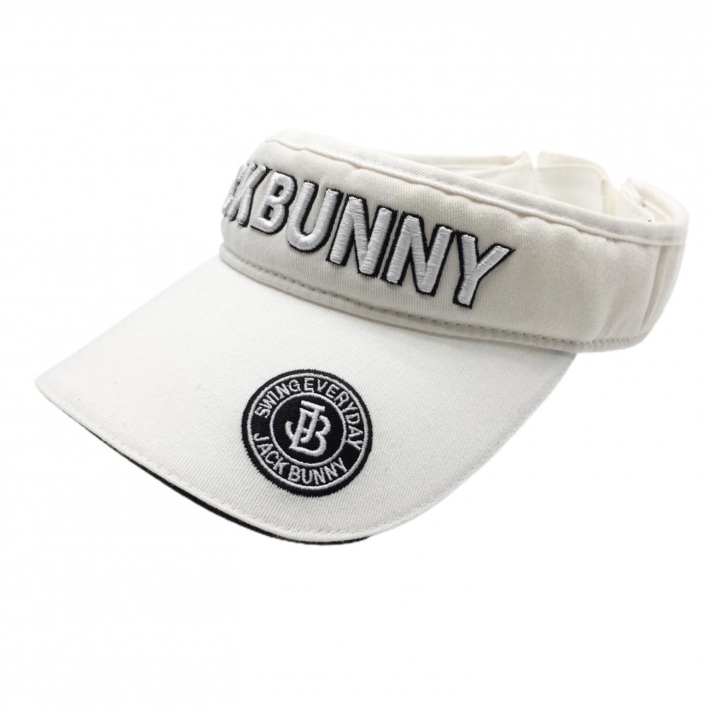 ジャックバニー サンバイザー 白×黒 立体ロゴ刺しゅう FR  ゴルフウェア Jack Bunny