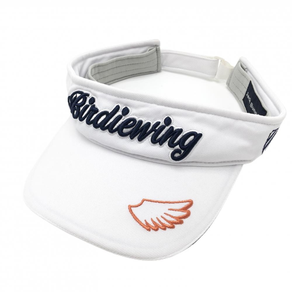 【美品】ジャックバニー×BRIDGE WING サンバイザー 白×ネイビー 立体ロゴ  ゴルフウェア Jack Bunny