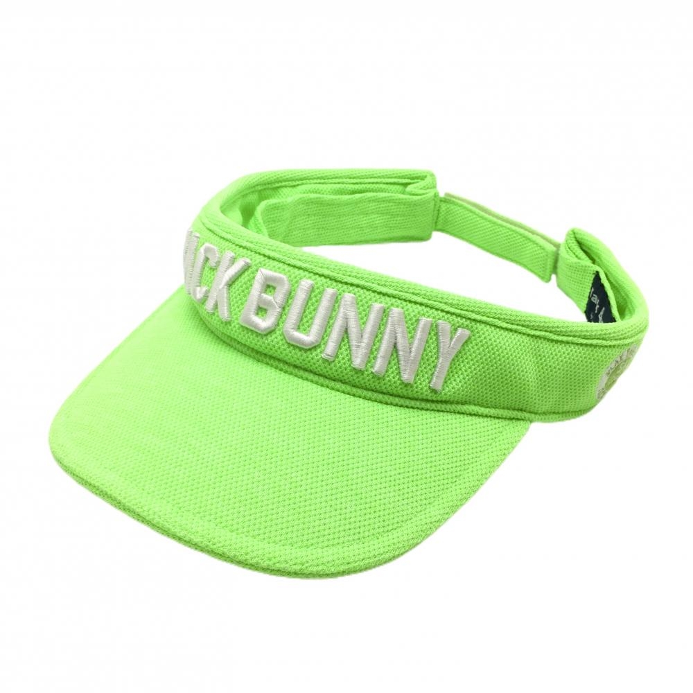 【美品】ジャックバニー サンバイザー 蛍光グリーン×白 立体ロゴ FR   ゴルフウェア Jack Bunny