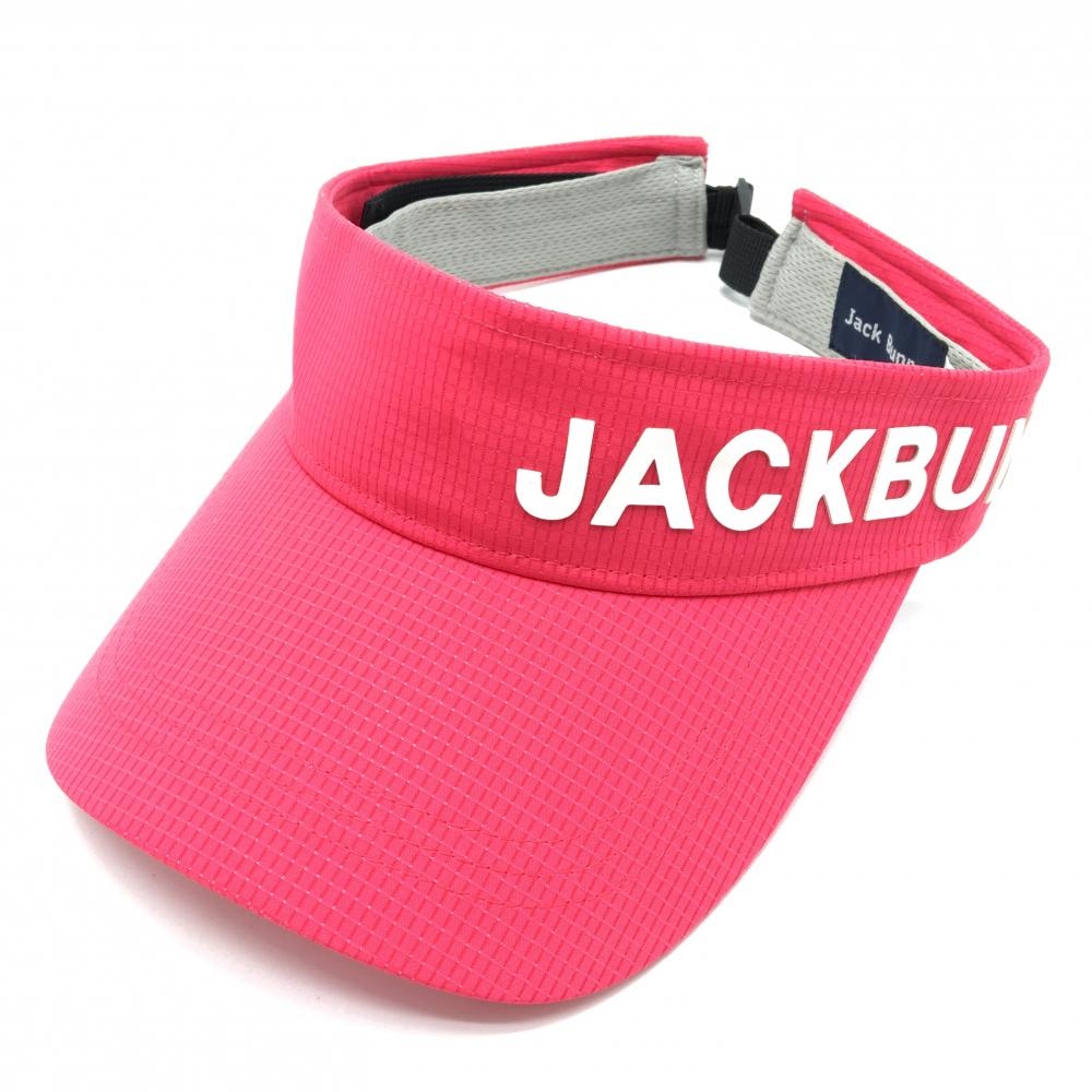 【美品】ジャックバニー サンバイザー ピンク×白 立体ロゴ FR   ゴルフウェア 2024年モデル Jack Bunny