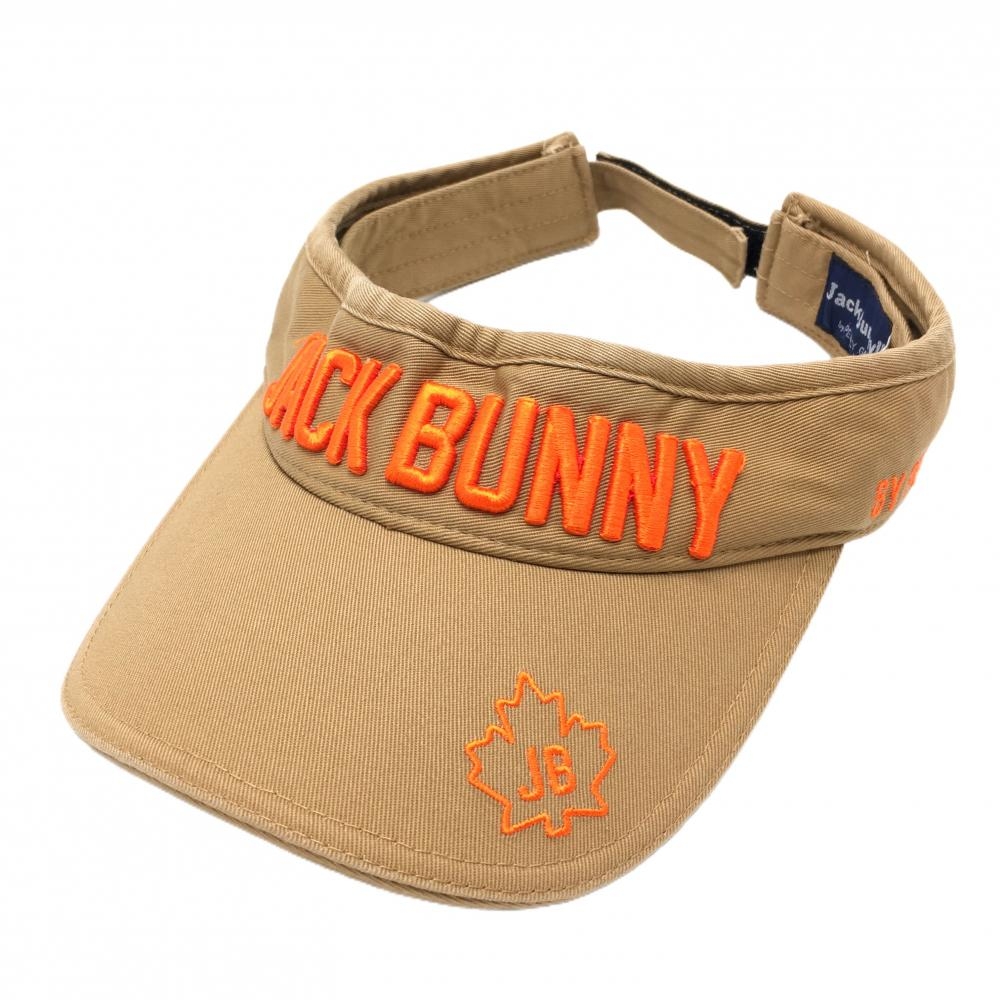ジャックバニー サンバイザー ベージュ×オレンジ 立体ロゴ刺しゅう FR   ゴルフウェア Jack Bunny