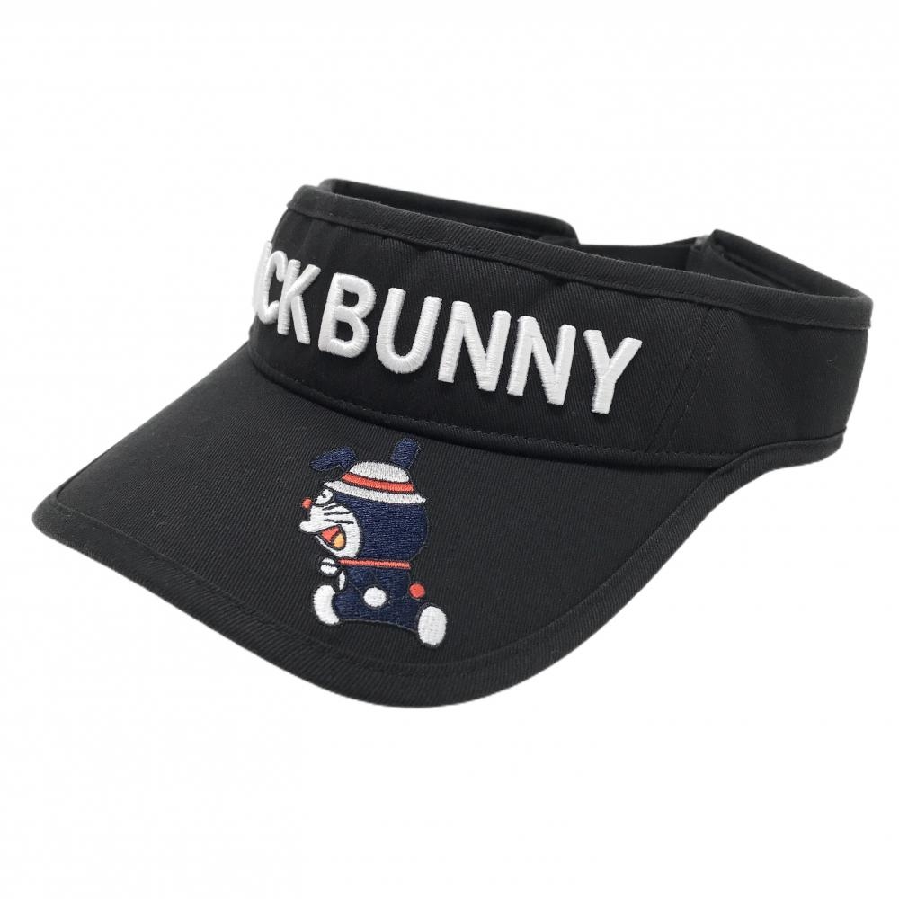 【美品】ジャックバニー×ドラえもん サンバイザー 黒×白 コットン100％ コラボ  FR   ゴルフウェア Jack Bunny