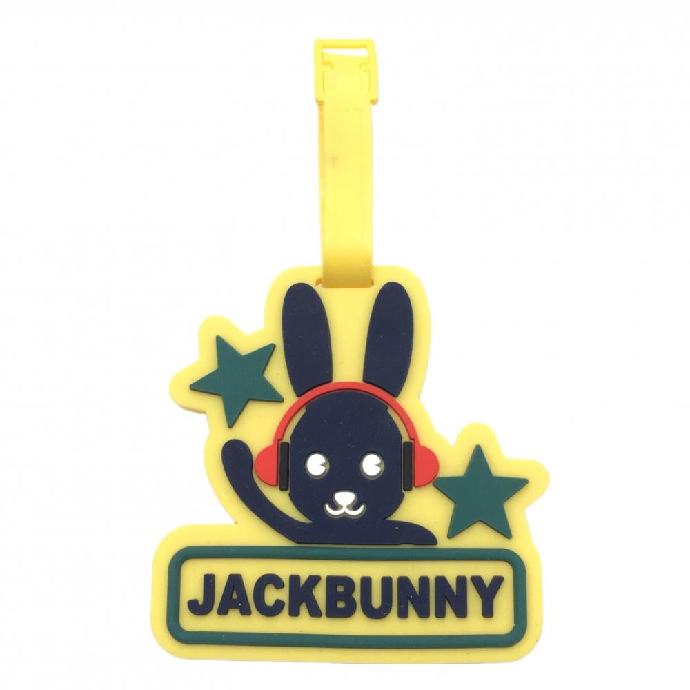 【美品】ジャックバニー ネームプレート イエロー×ネイビー ウサギ キーホルダー ゴルフ Jack Bunny