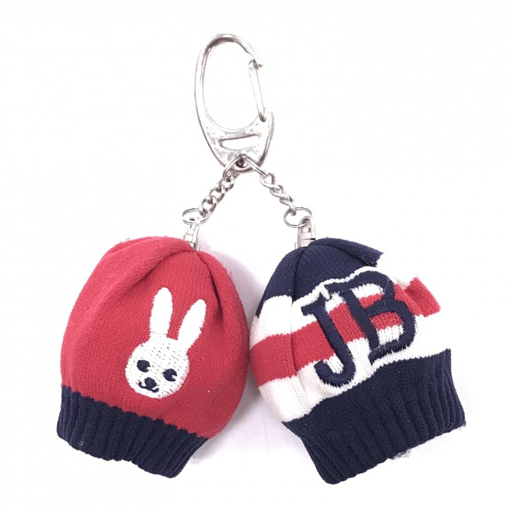 ジャックバニー ボールホルダー レッド×ネイビー×白 ボーダー うさぎ ニット ゴルフ Jack Bunny