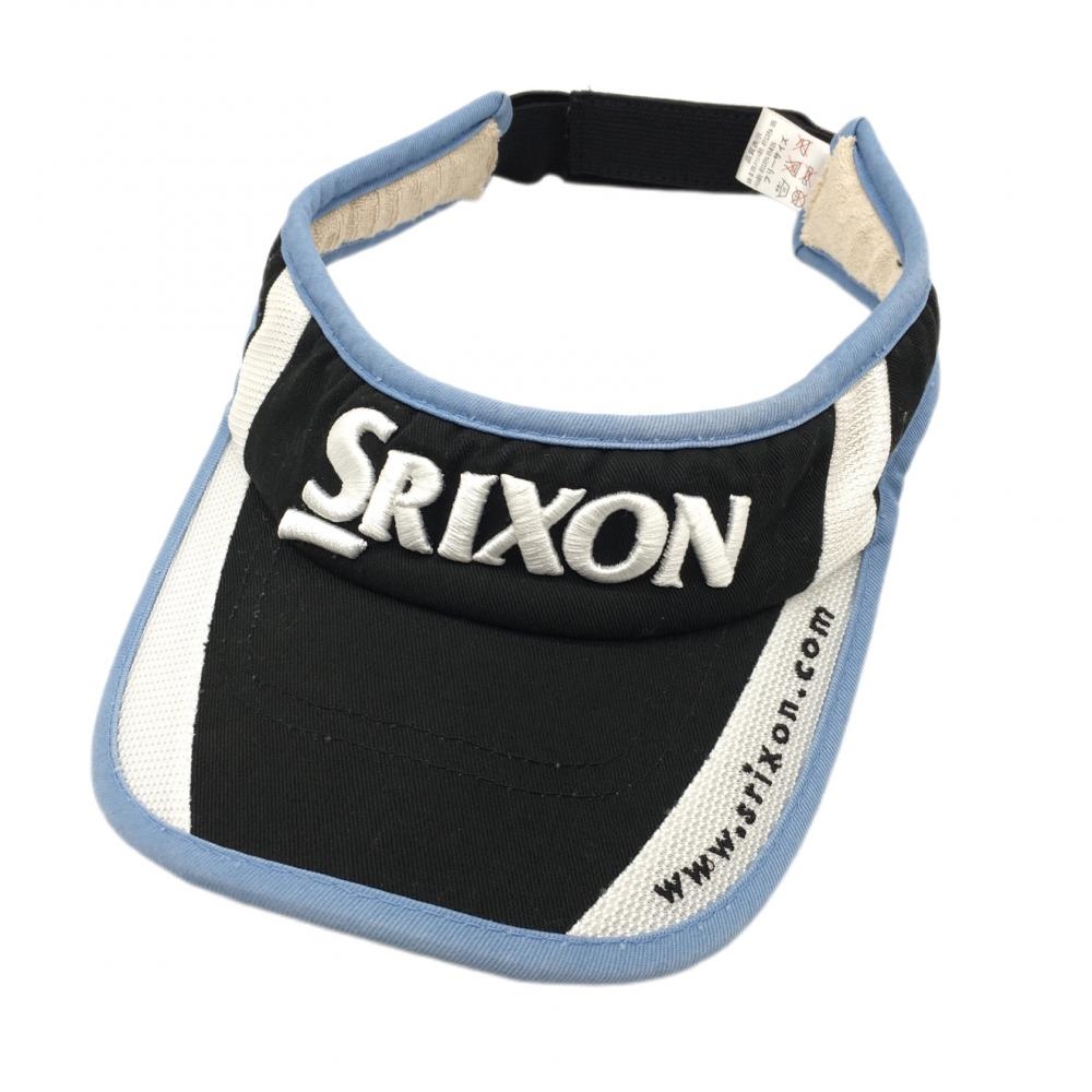 スリクソン サンバイザー 黒×白×ライトブルー 立体ロゴ刺しゅう  フリーサイズ ゴルフウェア SRIXON