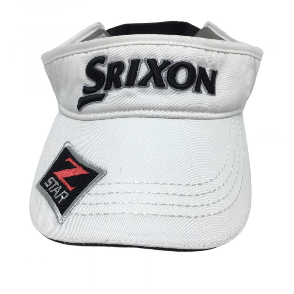 【美品】スリクソン サンバイザー 白×黒 ロゴ刺しゅう ZATAR F（54～60cm） ゴルフウェア SRIXON