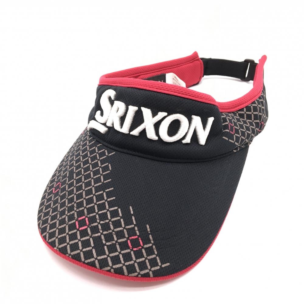 【超美品】スリクソン サンバイザー 黒×ベージュ 立体ロゴ刺しゅう フリーサイズ  ゴルフウェア SRIXON