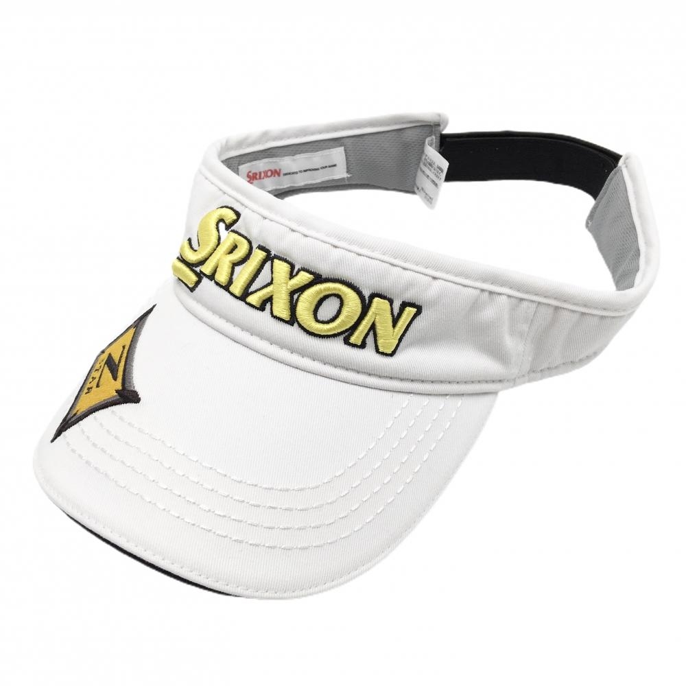 スリクソン サンバイザー 白×イエロー 立体ロゴ刺しゅう  フリーサイズ(54-60㎝)   ゴルフウェア SRIXON