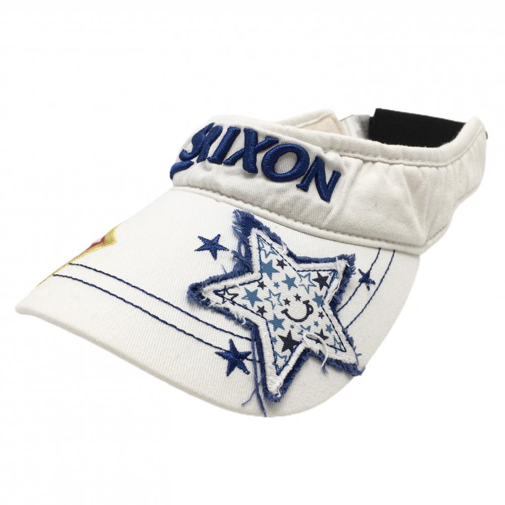 スリクソン サンバイザー 白×ブルー 立体ロゴ 星柄  フリーサイズ(54-60cm)   ゴルフウェア SRIXON