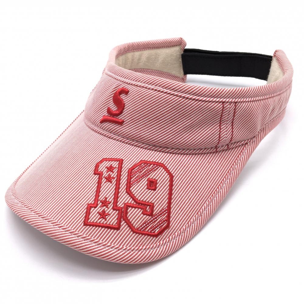 【超美品】スリクソン サンバイザー レッド×白 細ストライプ ロゴ  54-60cm   ゴルフウェア SRIXON