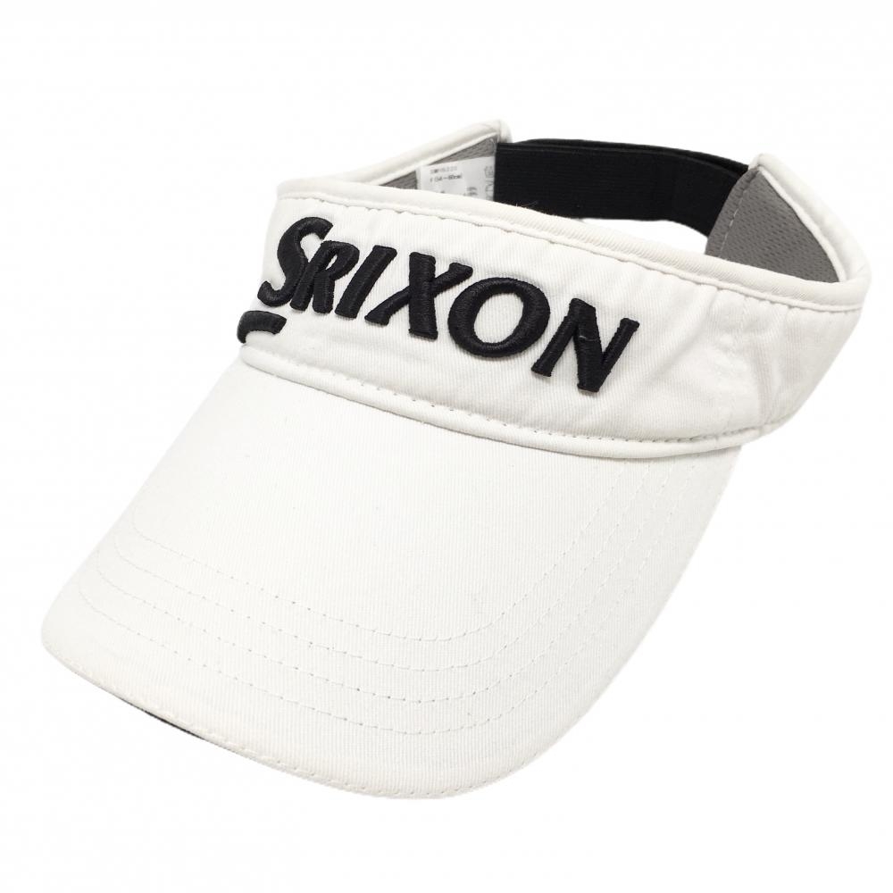 スリクソン サンバイザー 白×黒 立体ロゴ刺しゅう 内側メッシュ  F（54-60cm)   ゴルフウェア SRIXON